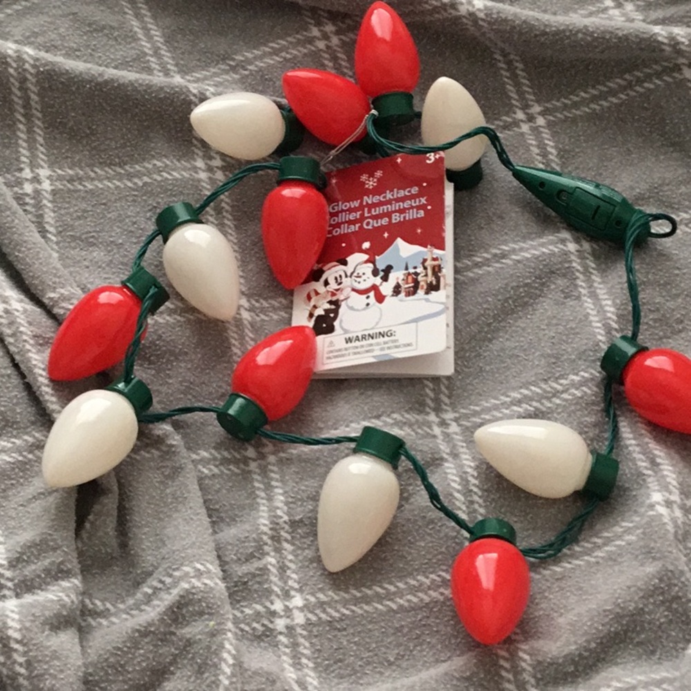Disney Parks LIGHT UP Holiday Glow Necklace Christmas Mickey Mouse
